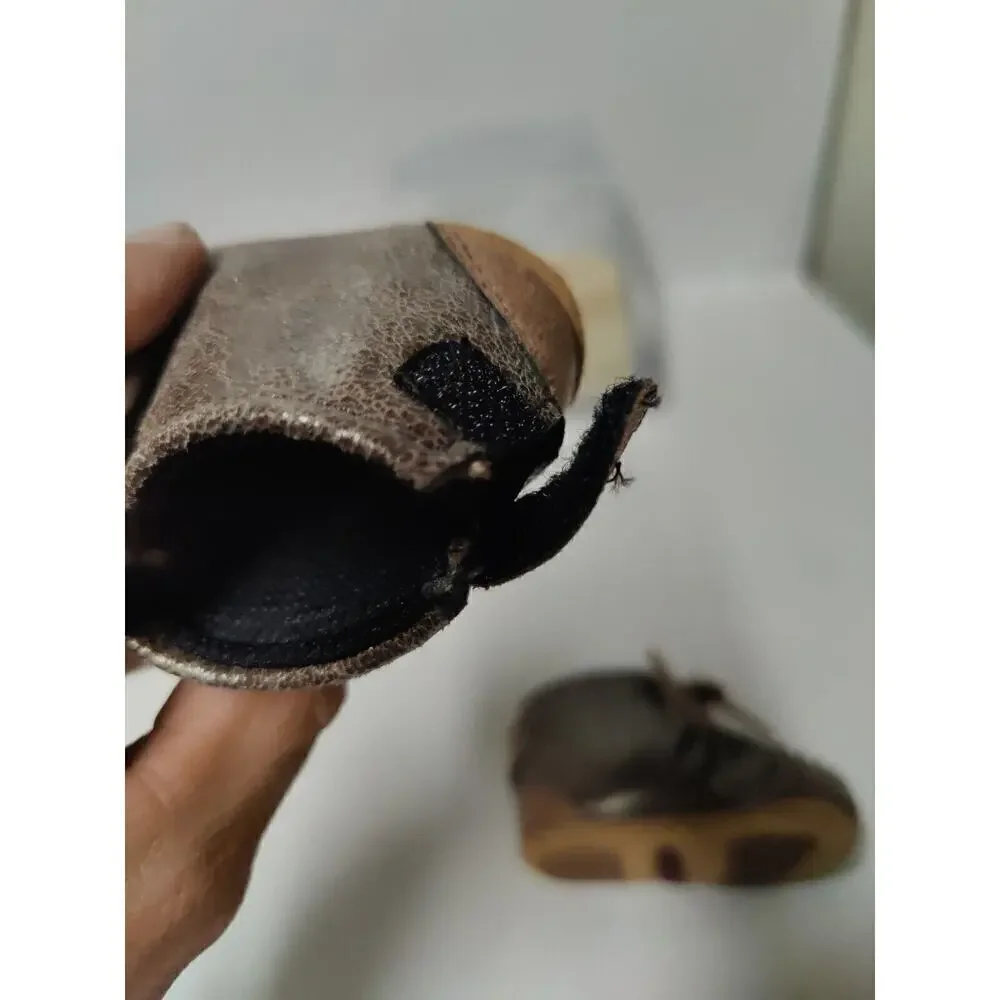 Baby Moccasins by Old West Brown Leather Shoes Toddler Size 1 Very Soft Sole.